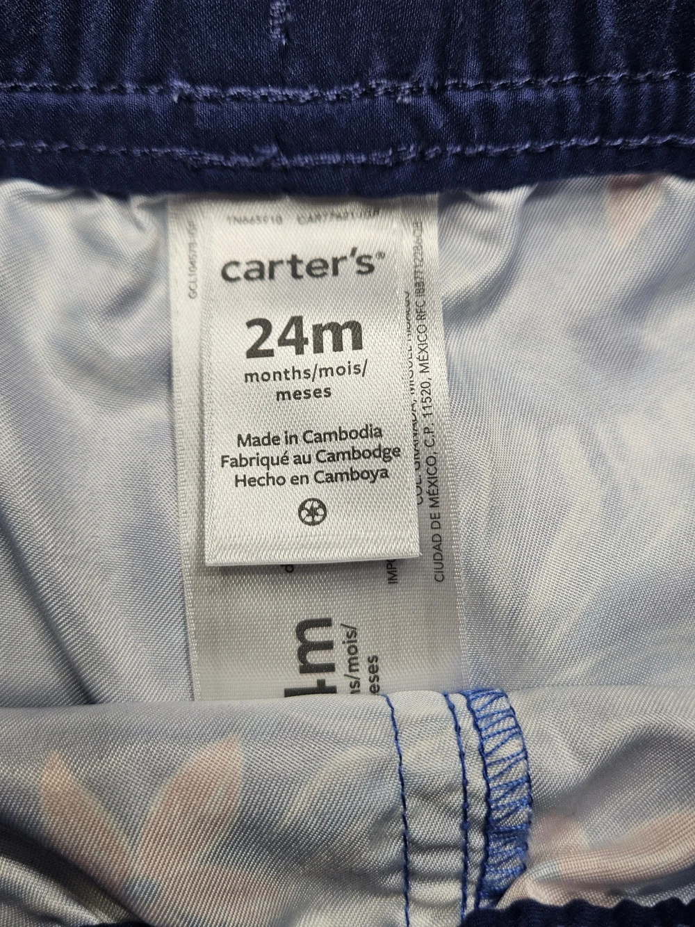 Carter's Navy & Light Blue Rashguard Set with Tropical Blue Floral Swim Trunks